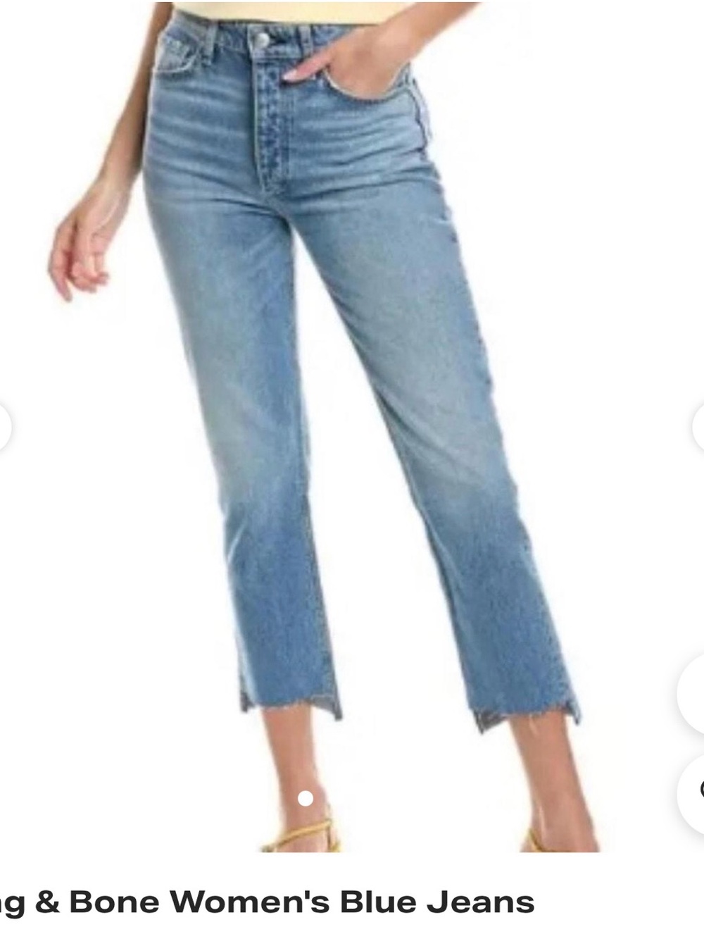 rag & bone Nina Light Blue High-Rise Ankle Frayed Straight Jeans Size 28